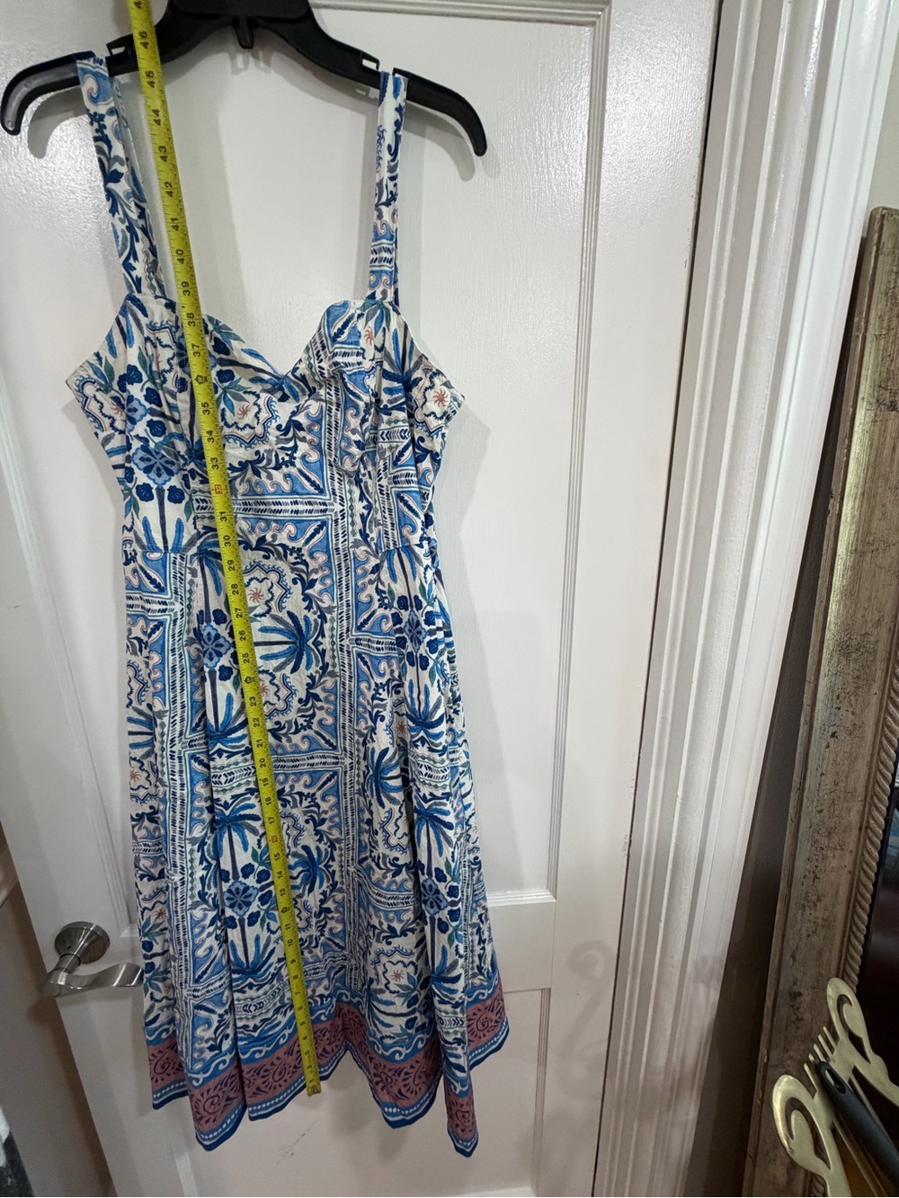 Avec Les Filles Blue and Cream Floral Print Midi Dress - Picture 2 of 5